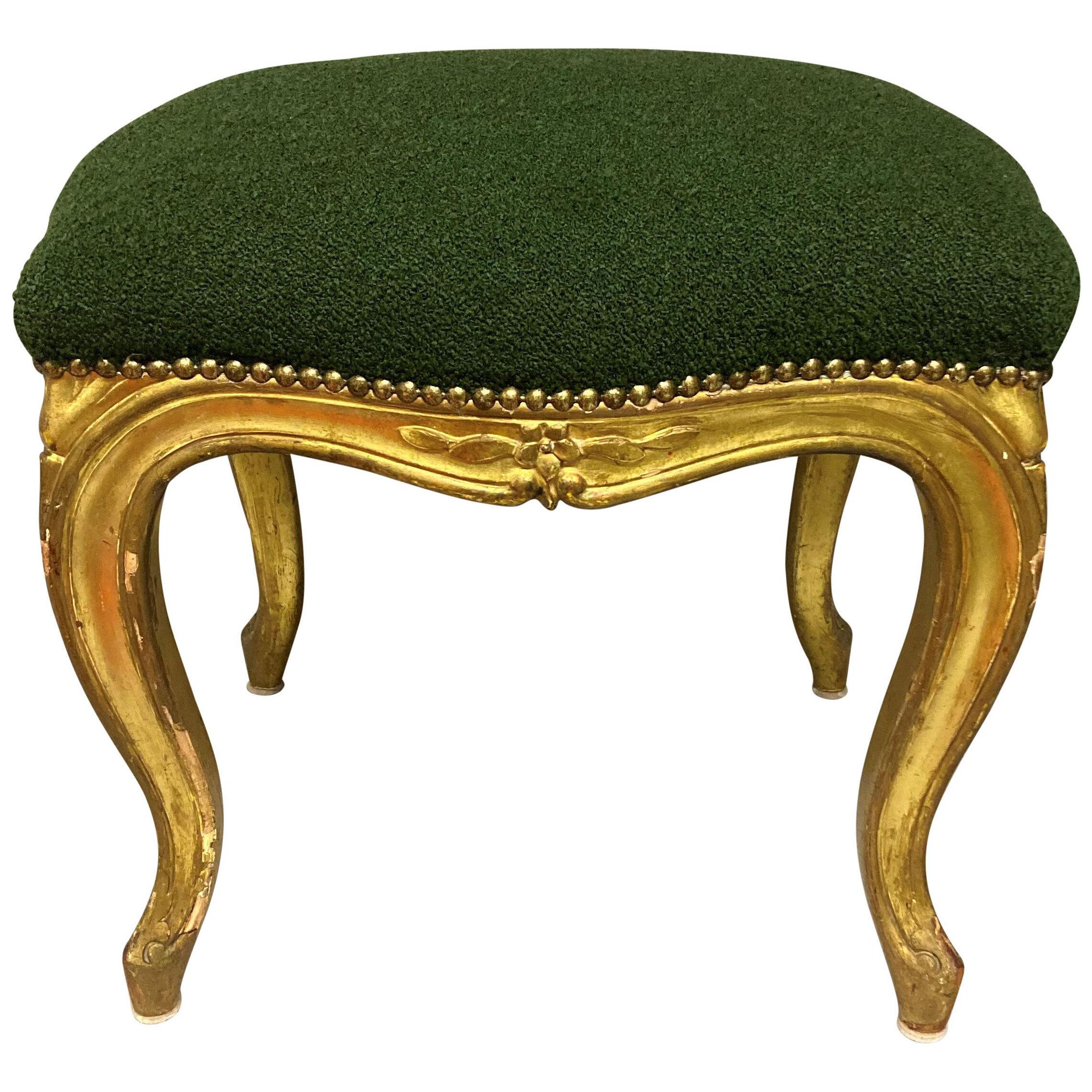A FRENCH LOUIS XV STYLE GILT WOOD STOOL