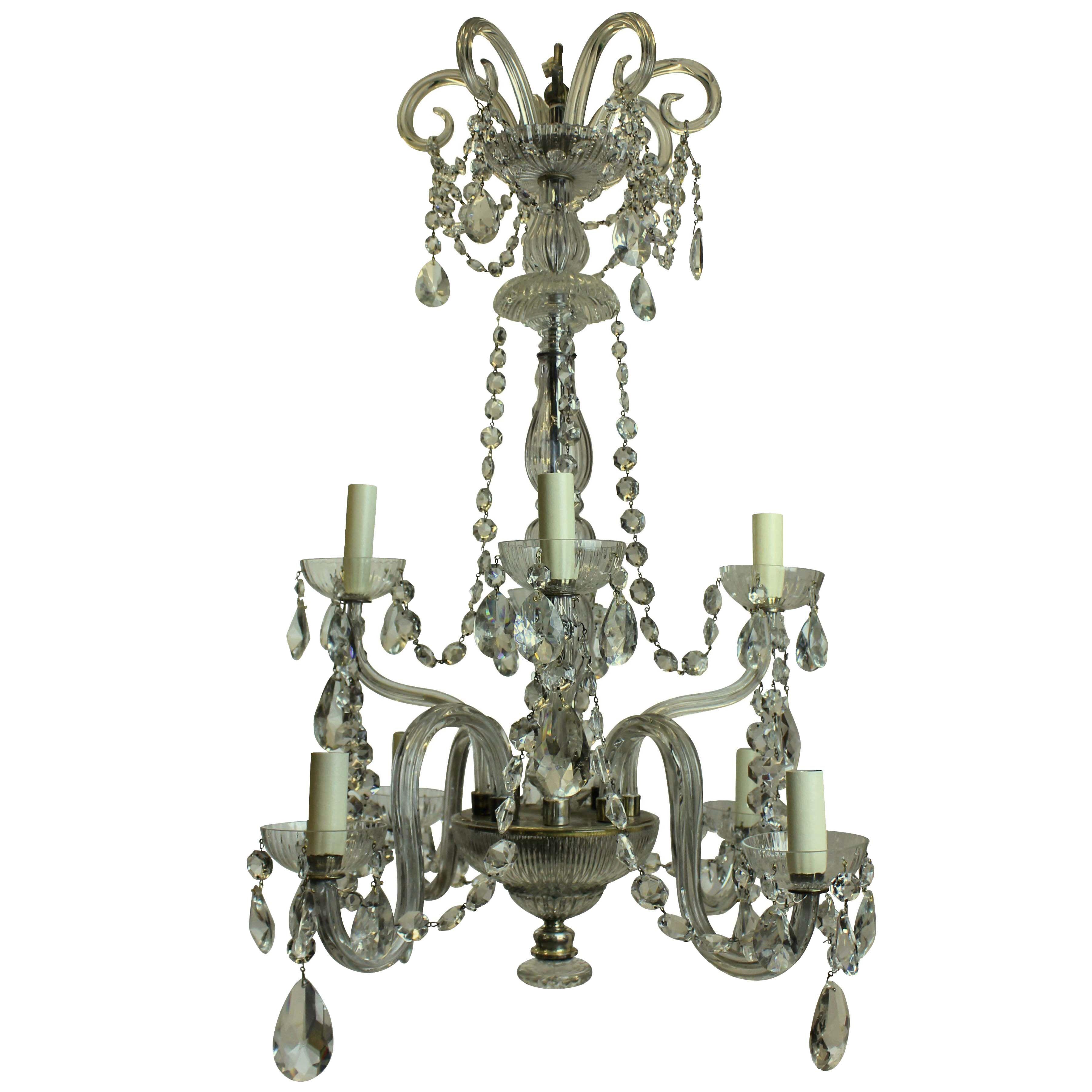A FRENCH EIGHT ARM CUT GLASS CHANDELIER