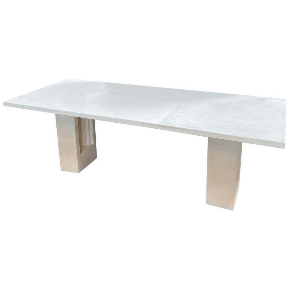 1980s Italian White Marble Dust Dining Table