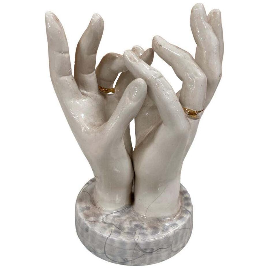 1980 Italian Ceramic " Legame " Handmade Sculpture