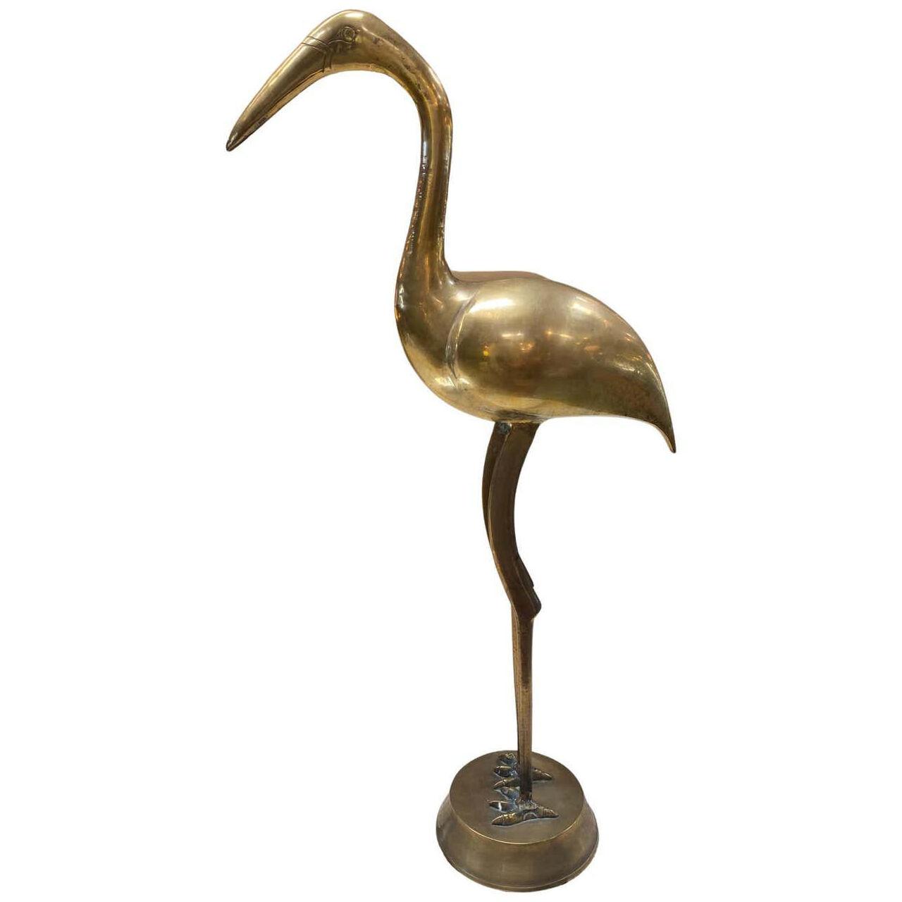 Vintage Italian Brass Flamingo Sculpture, 1960s