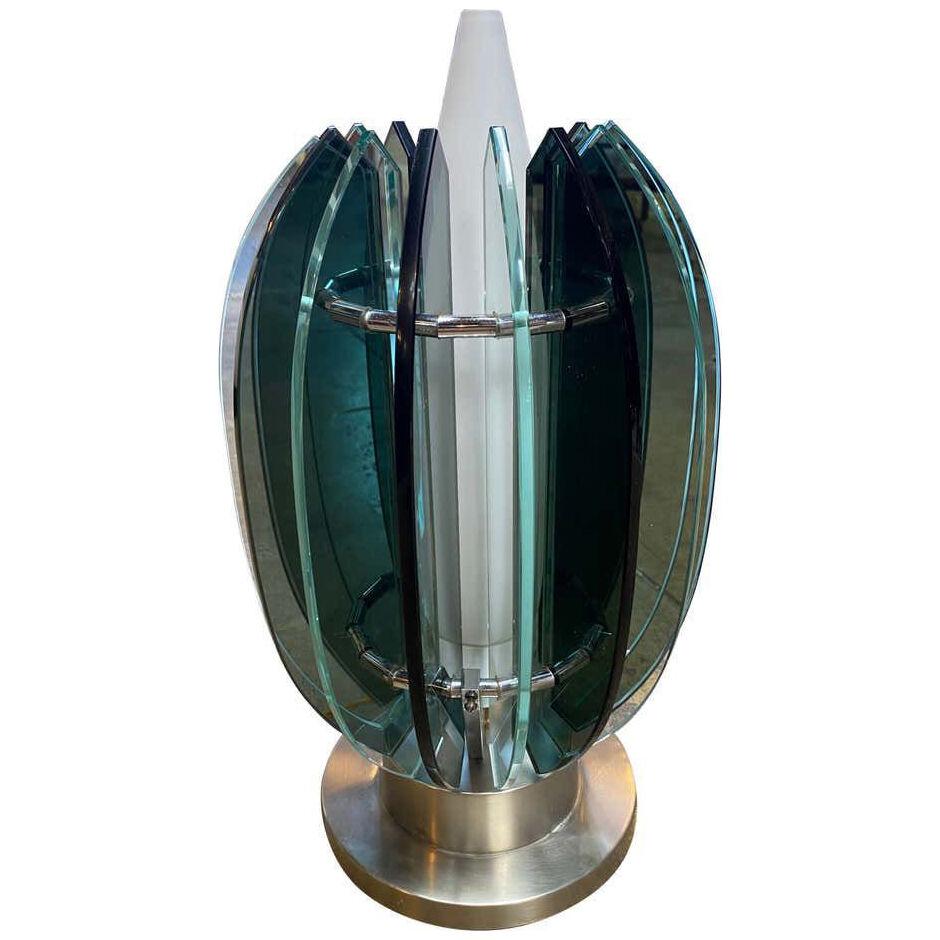 Space Age Italian Glass Table Lamp By VECA circa 1960