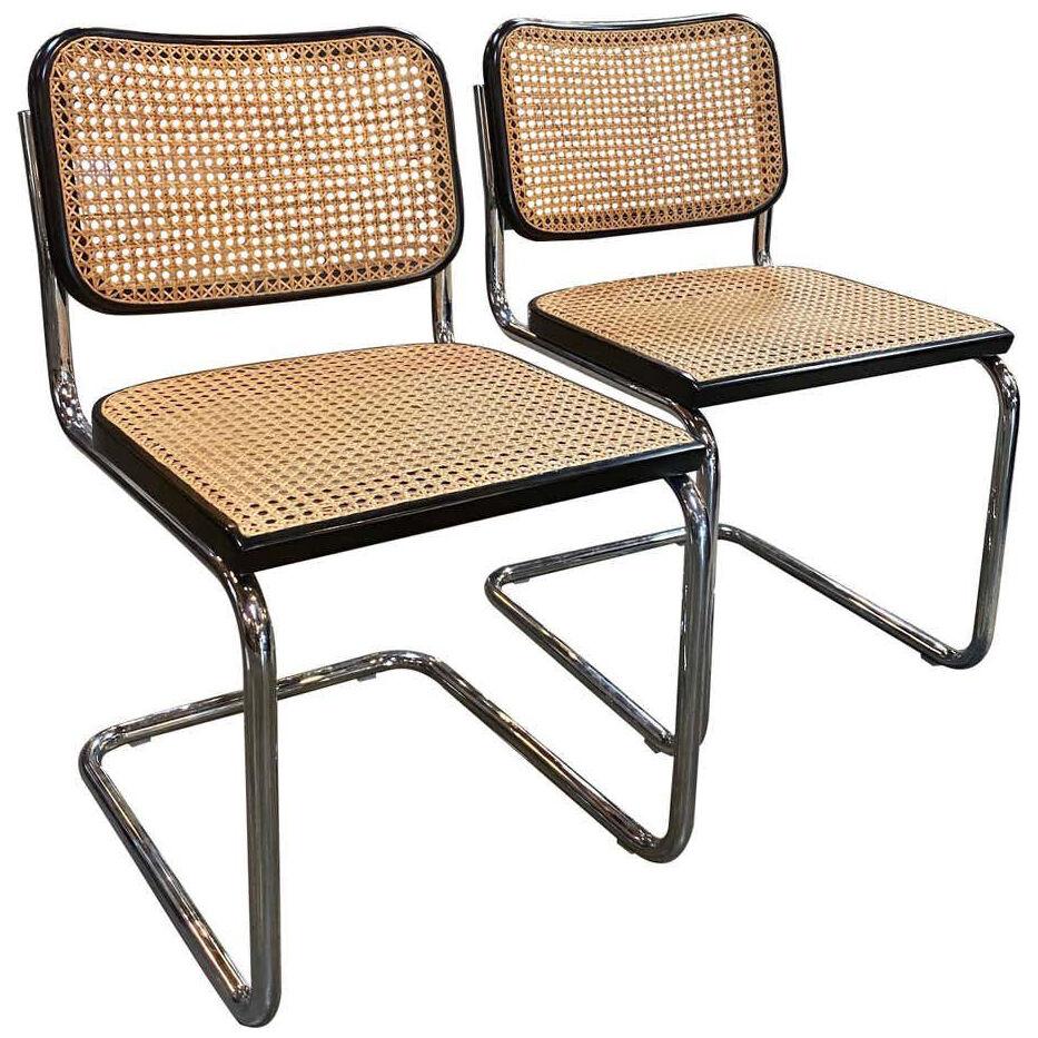 Set of 2 Italian Mid-Century Modern Dining Chairs by Marcel Breuer
