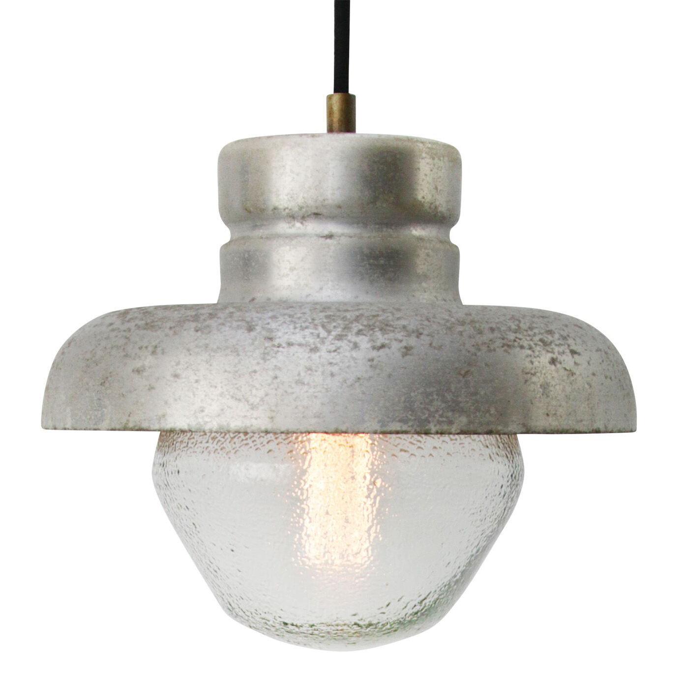 Grey Metal Vintage Industrial Frosted Glass Pendant Lamps