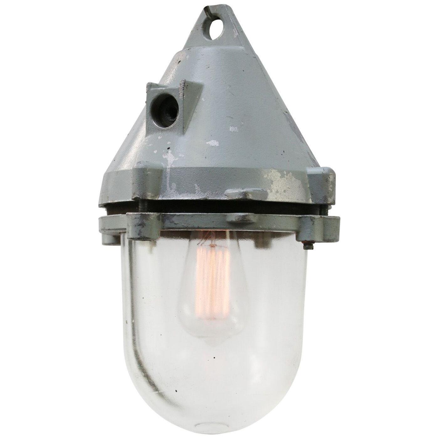 Light Grey Vintage Industrial Clear Glass Pendant Lights