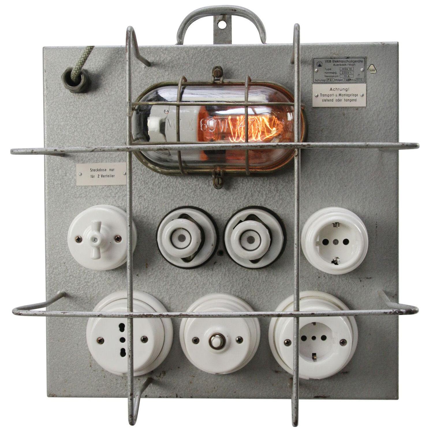 Vintage industrial grey metal control panel