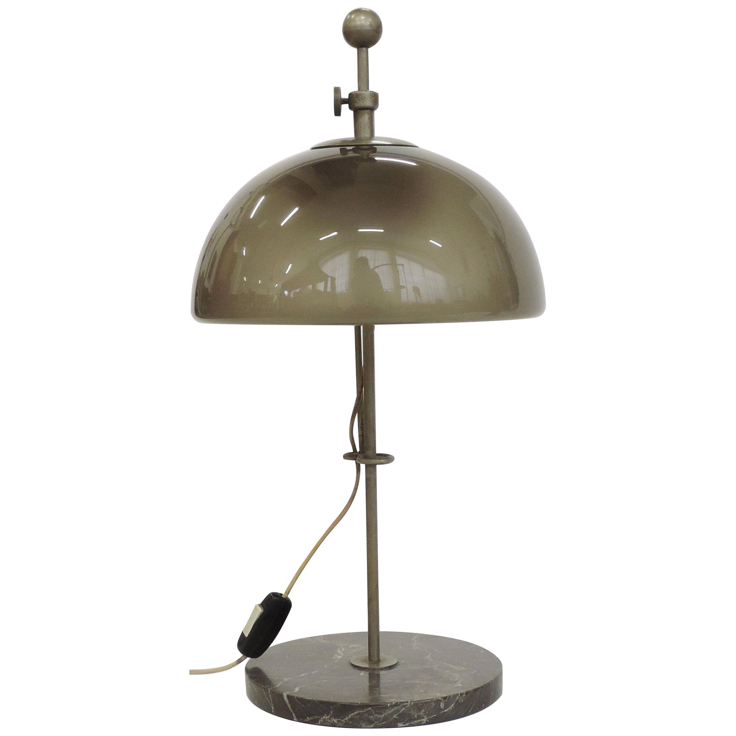 Italian 1960s Adjustable Table Lamp in Grey Glass
