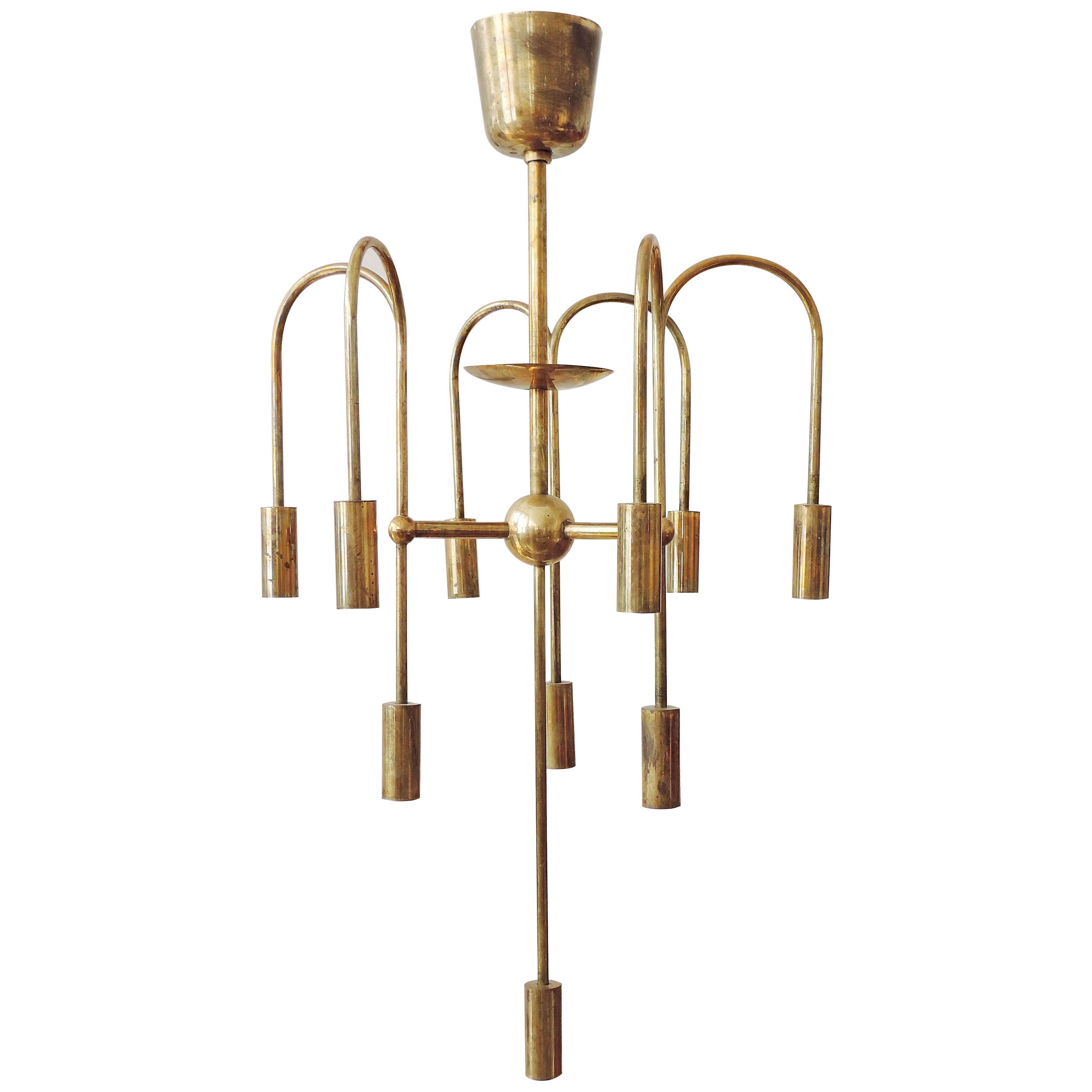 Melchiorre Bega Brass Ceiling Lamp, Italy 1939