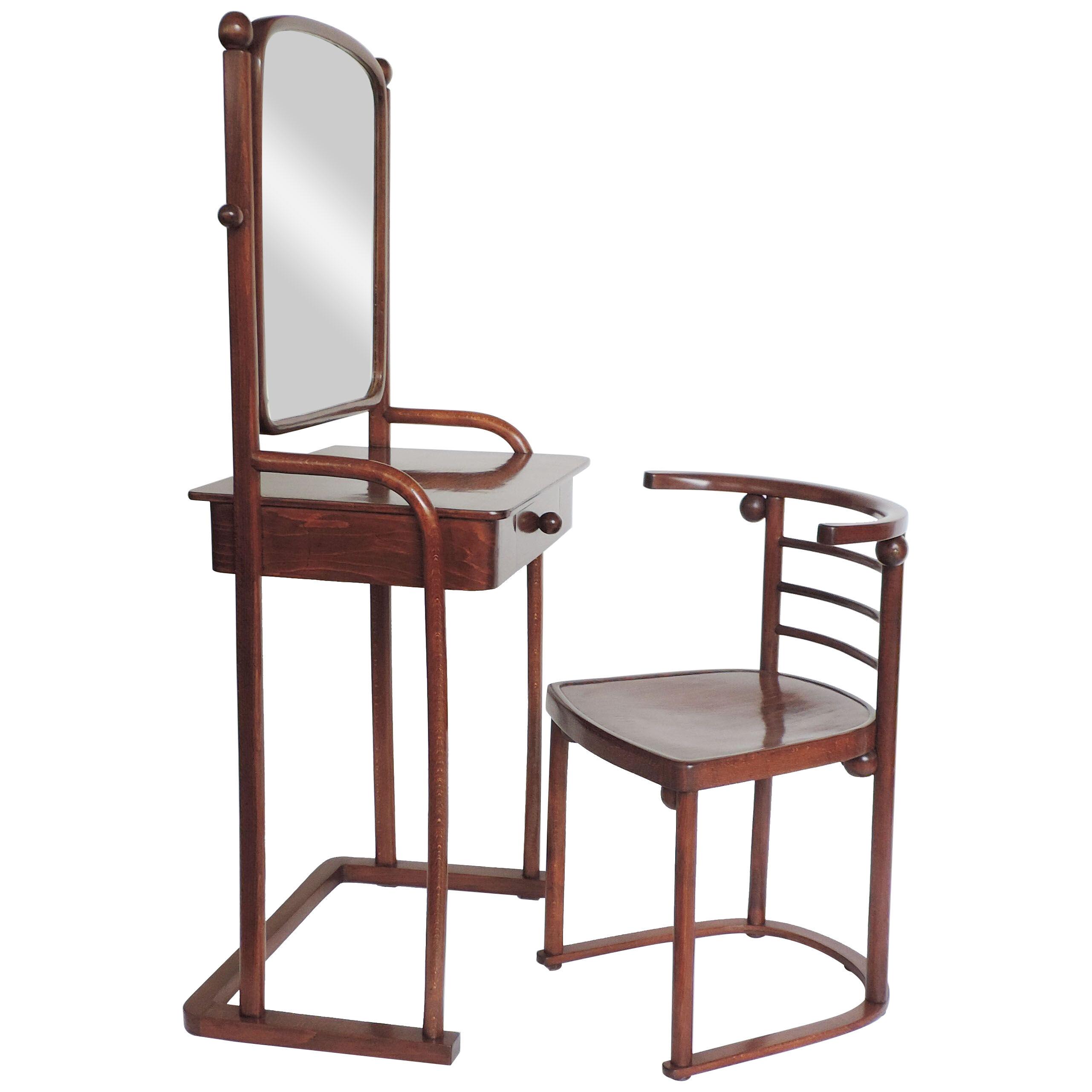 Josef Hoffmann "Fledermaus" Vanity and Chair for J & J Kohn, Austria, 1905