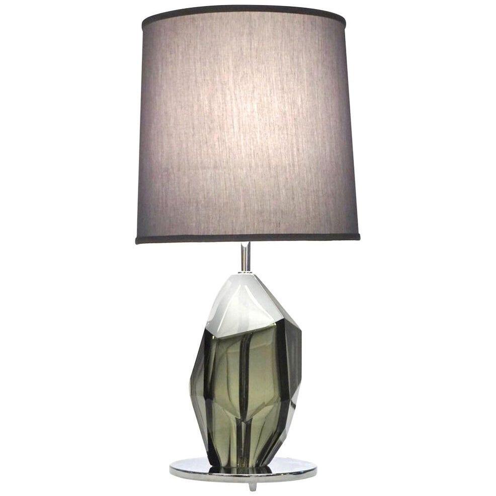 Donà Contemporary Italian Faceted Solid Rock Smoked Murano Glass Lamp