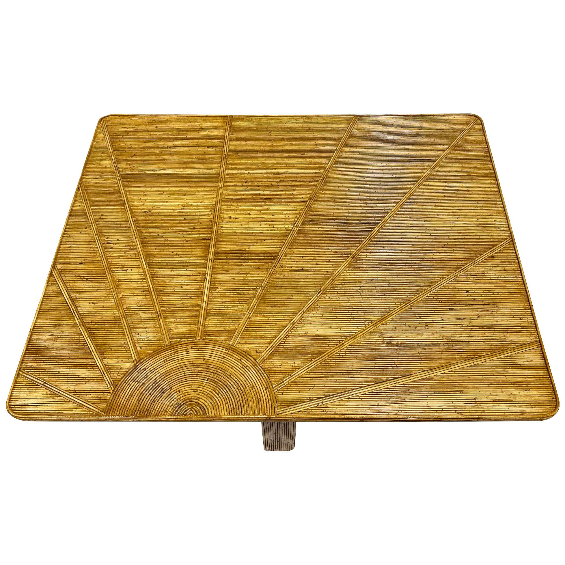Italian Minimalist Custom Sun Decor Rectangular Golden Bamboo Coffee Sofa Table