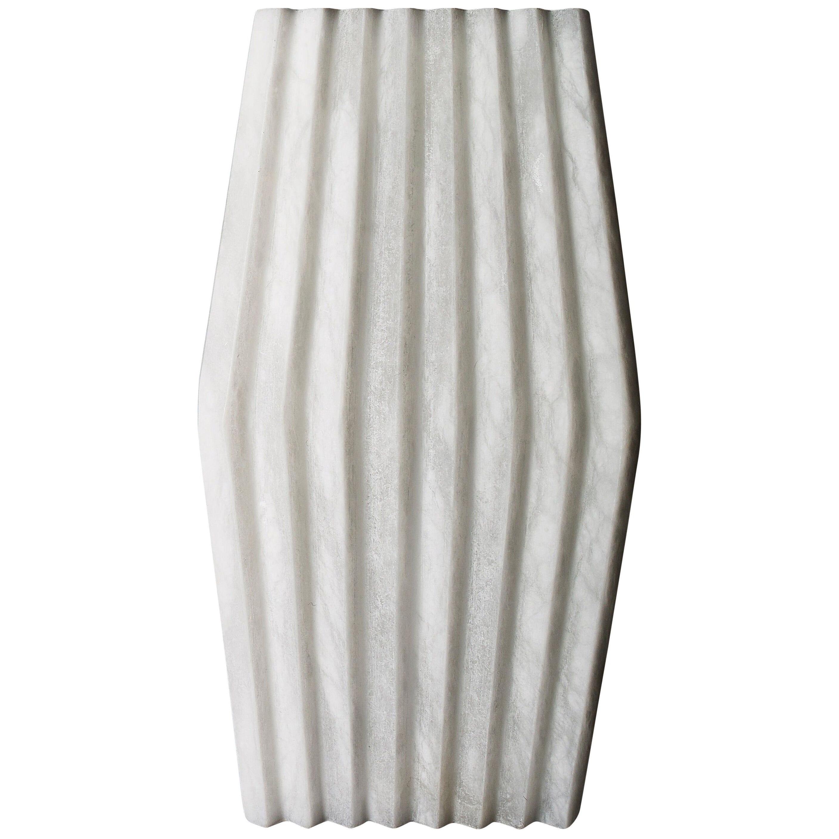 Bespoke Minimalist Italian Neoclassical White Alabaster Geometric Modern Sconce