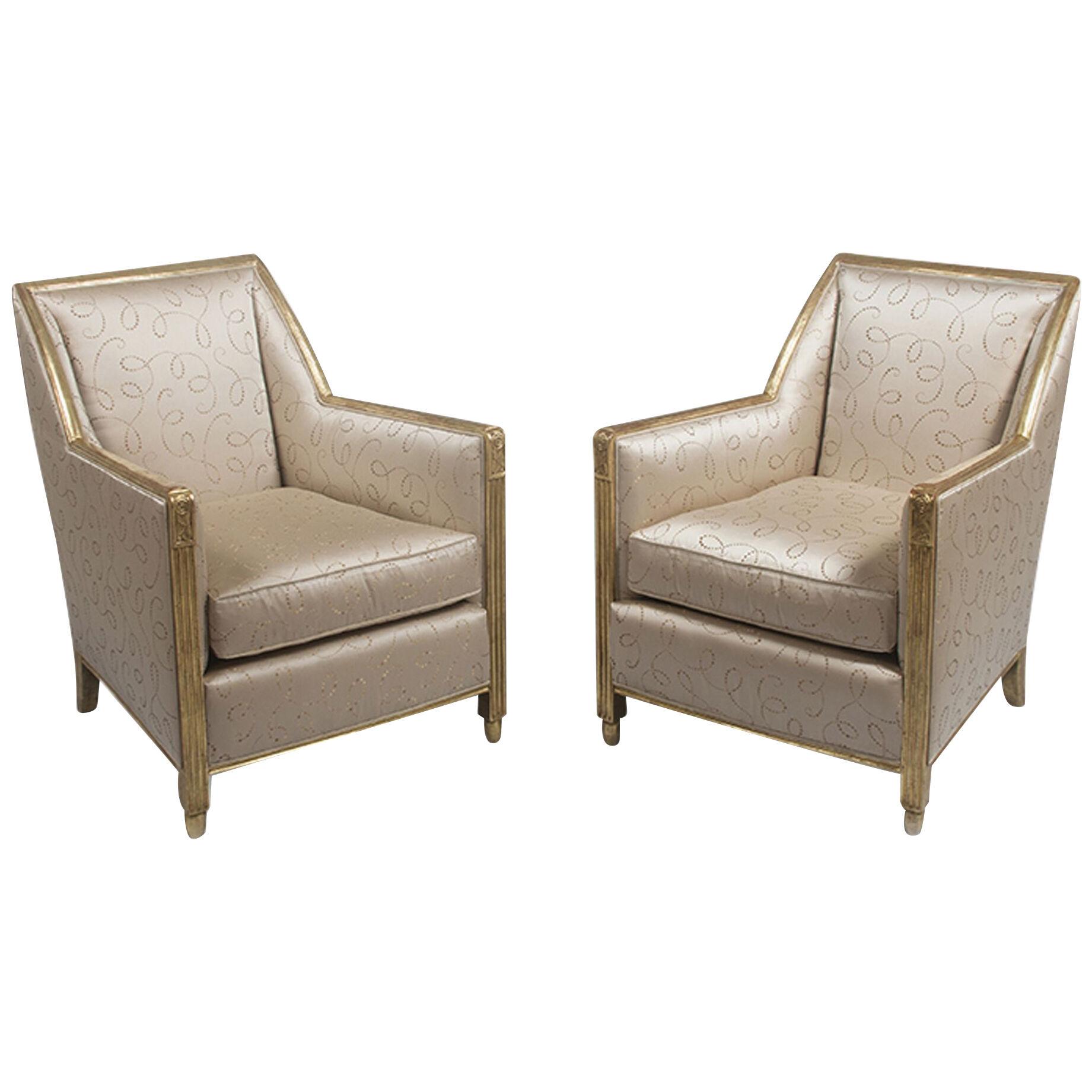 Pair of Art Deco Gilt Club Chairs