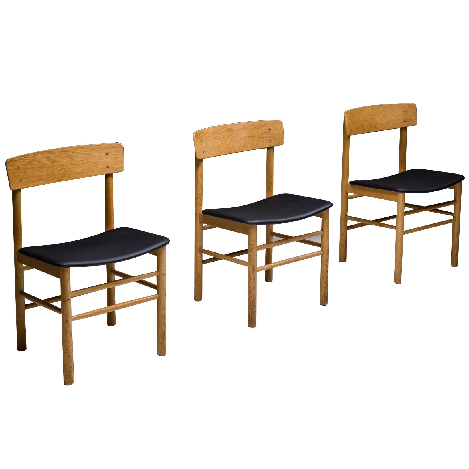  Scandinavian design Børge Mogensen Modern Dining Chairs in Oak - 1960's