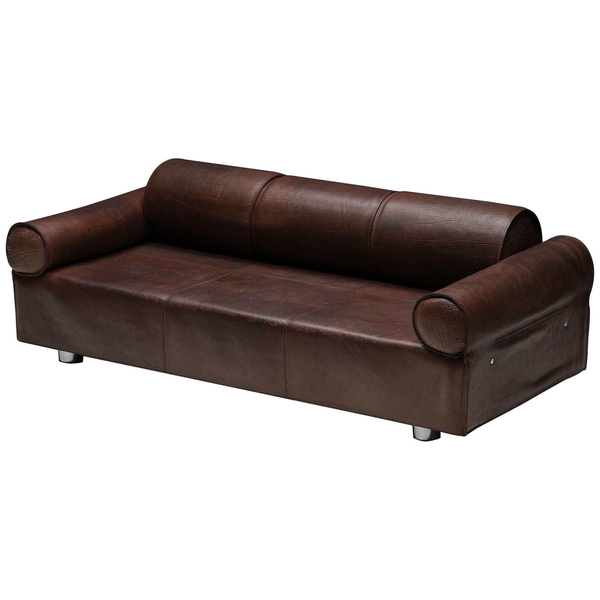 Marzio Cecchi Brown Buffalo Leather Sofa