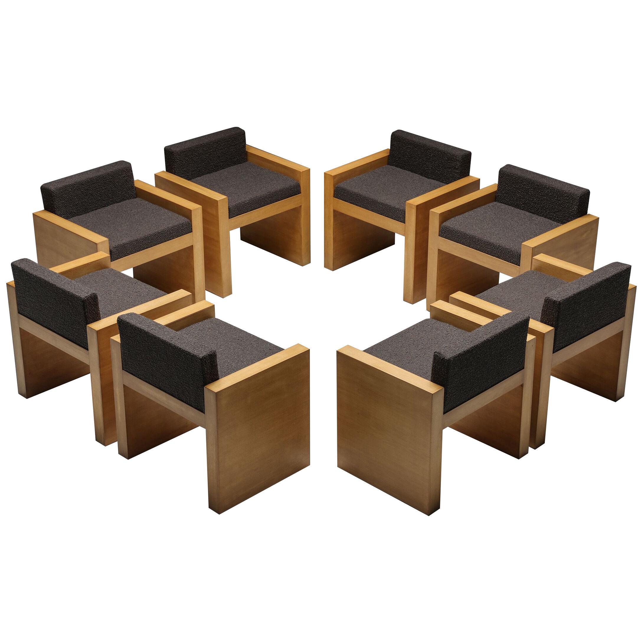 Cubic Lounge Chairs in Dark Grey Upholstery - 1980's