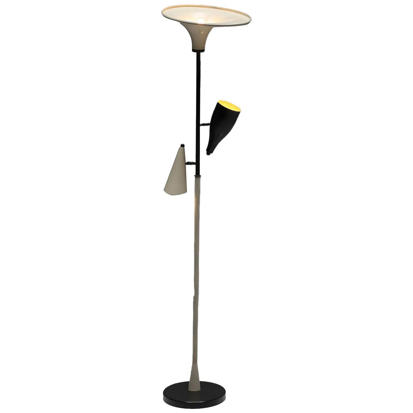 Italian Yellow & Black Floor Lamp - 1950's