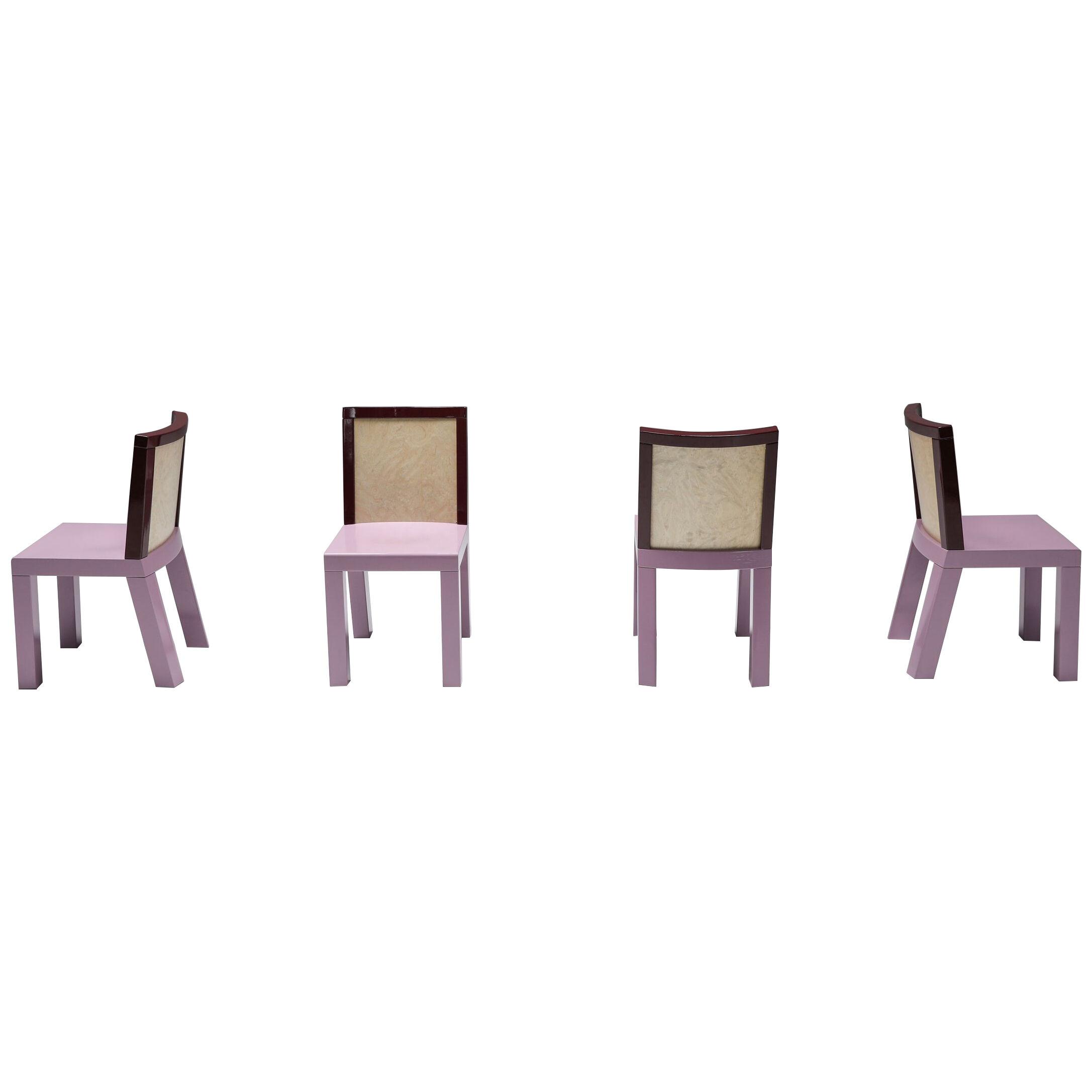  Postmodern Ettore Sottsass Pink Dining Chairs for Leitner - 1980's
