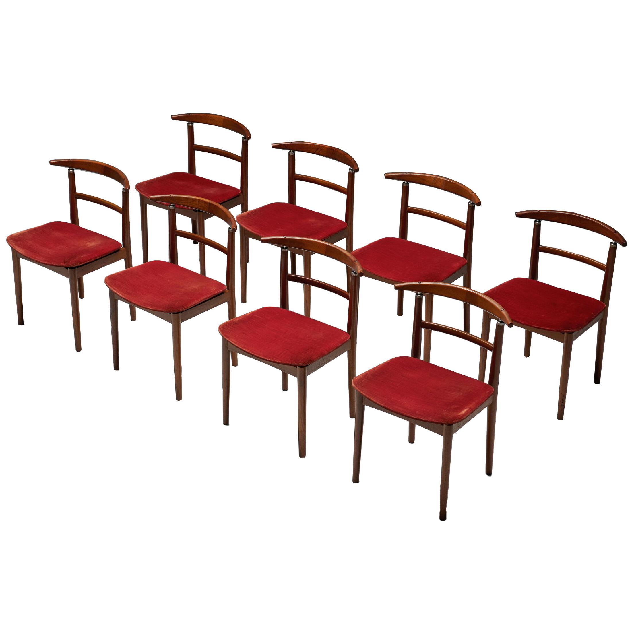 Sibast Dining Chairs in Red Velvet - 1960's