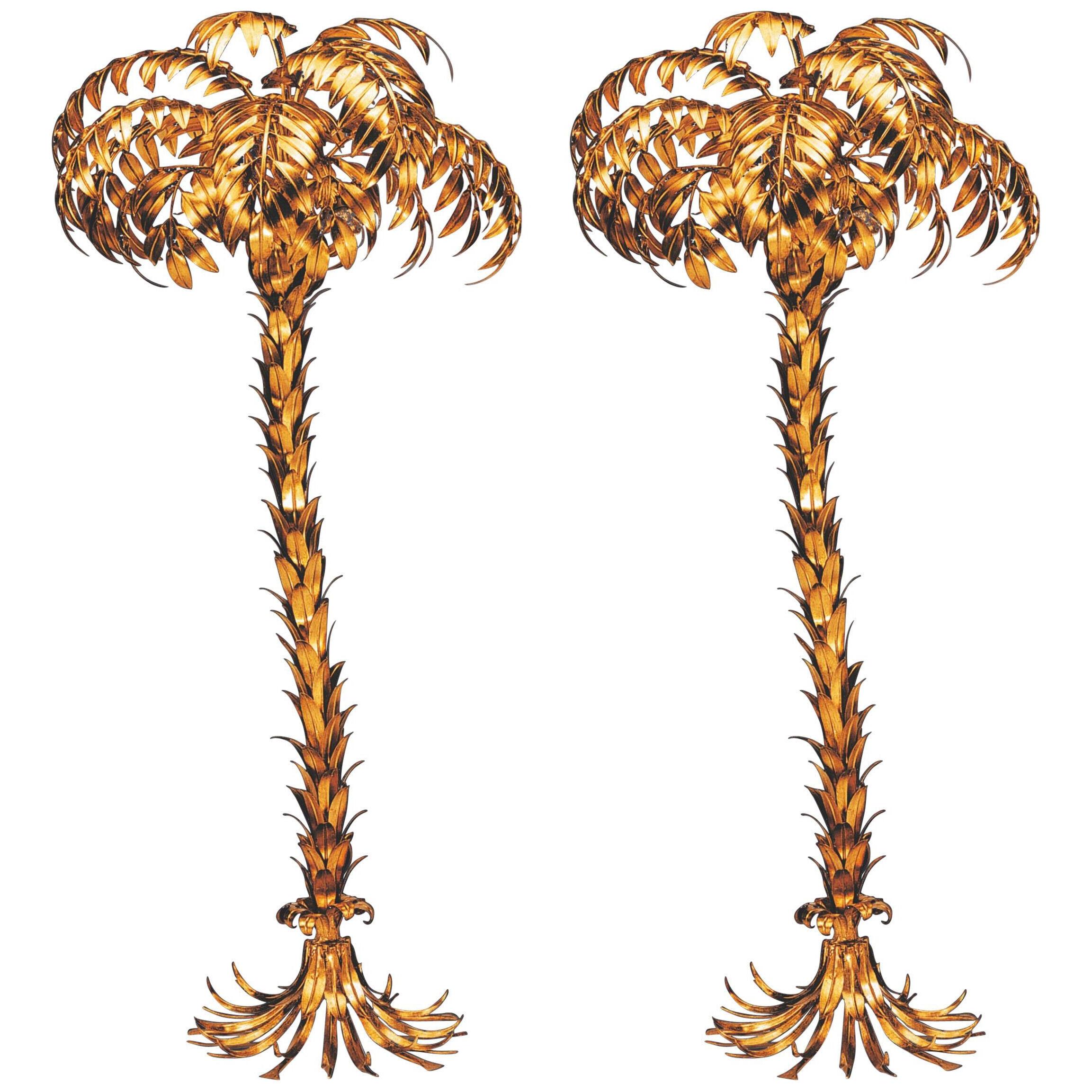 Pair of Huge Matched Hans Kögl Palm Tree Floor Lamps	