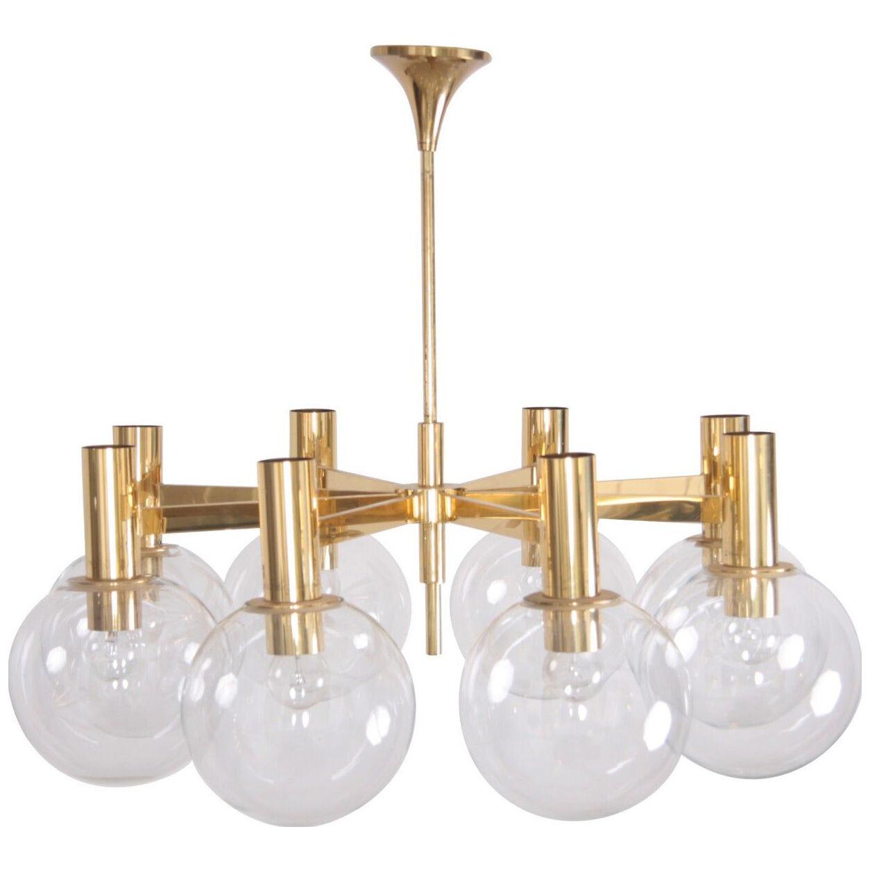 Extra Large Brass Chandelier with Eight Arms by Ott International