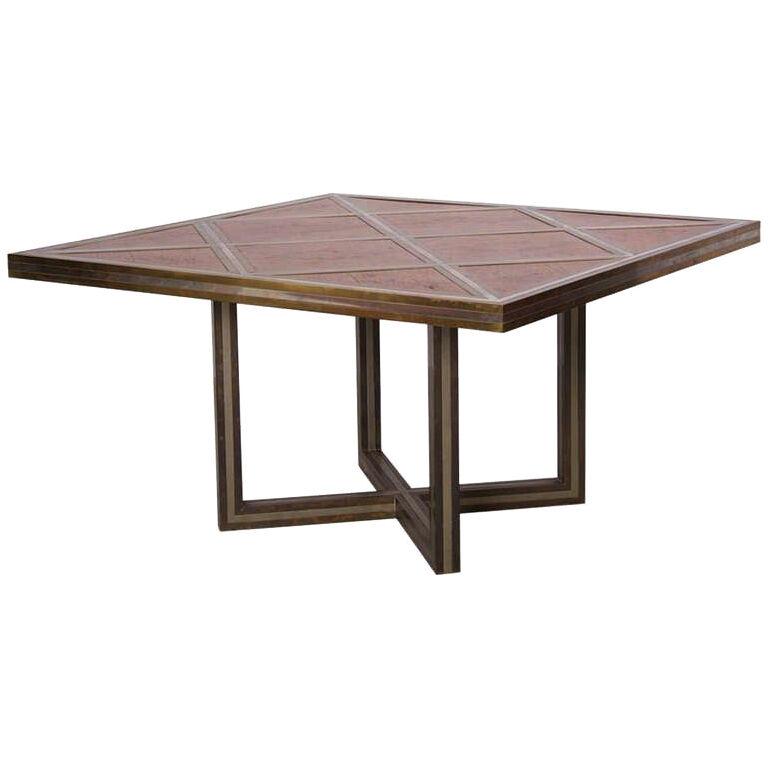 Romeo Rega Dining Table in Brass, Chrome and Wood