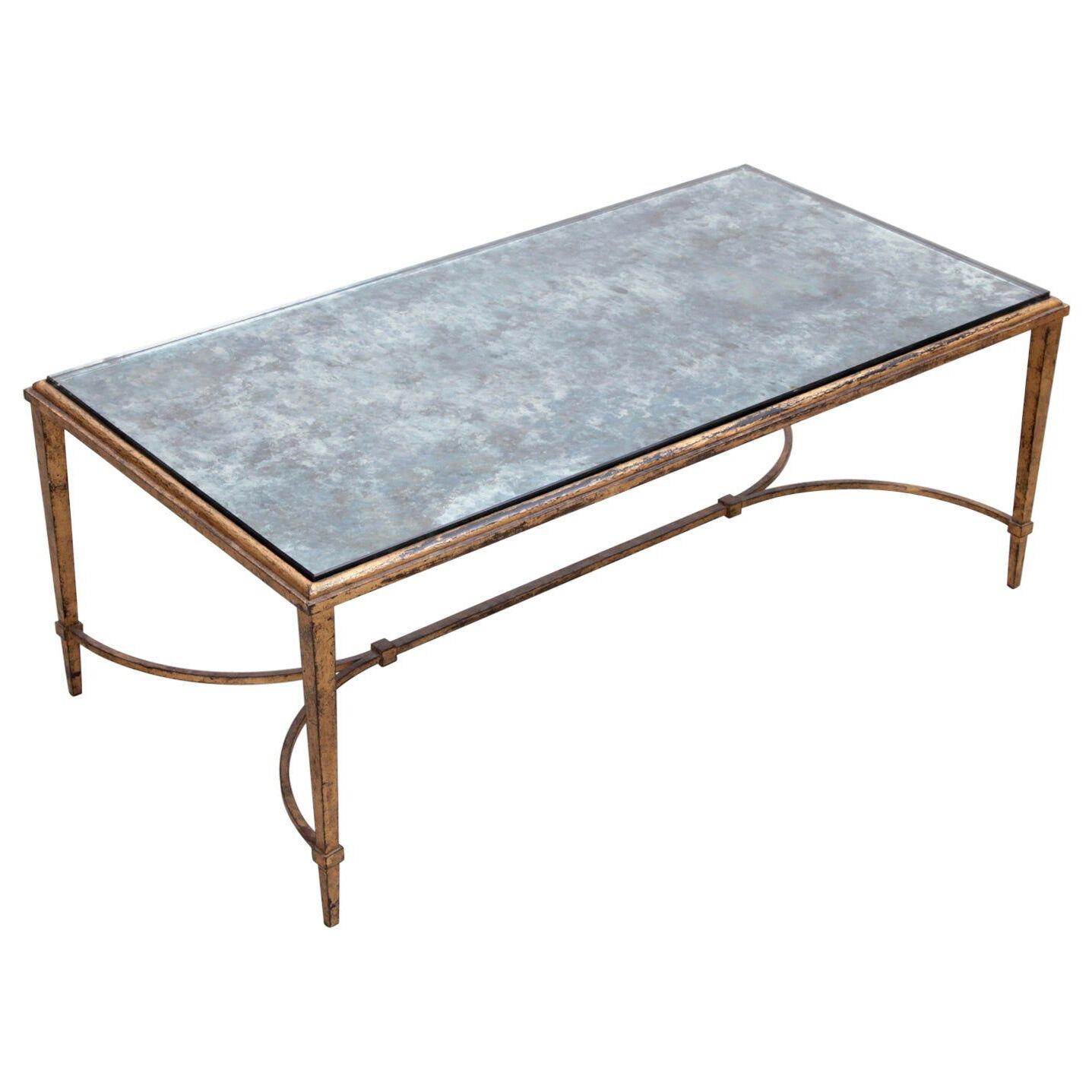 Rare Silver Plated Glass Maison Ramsay Coffee Table in Gold Leaf	