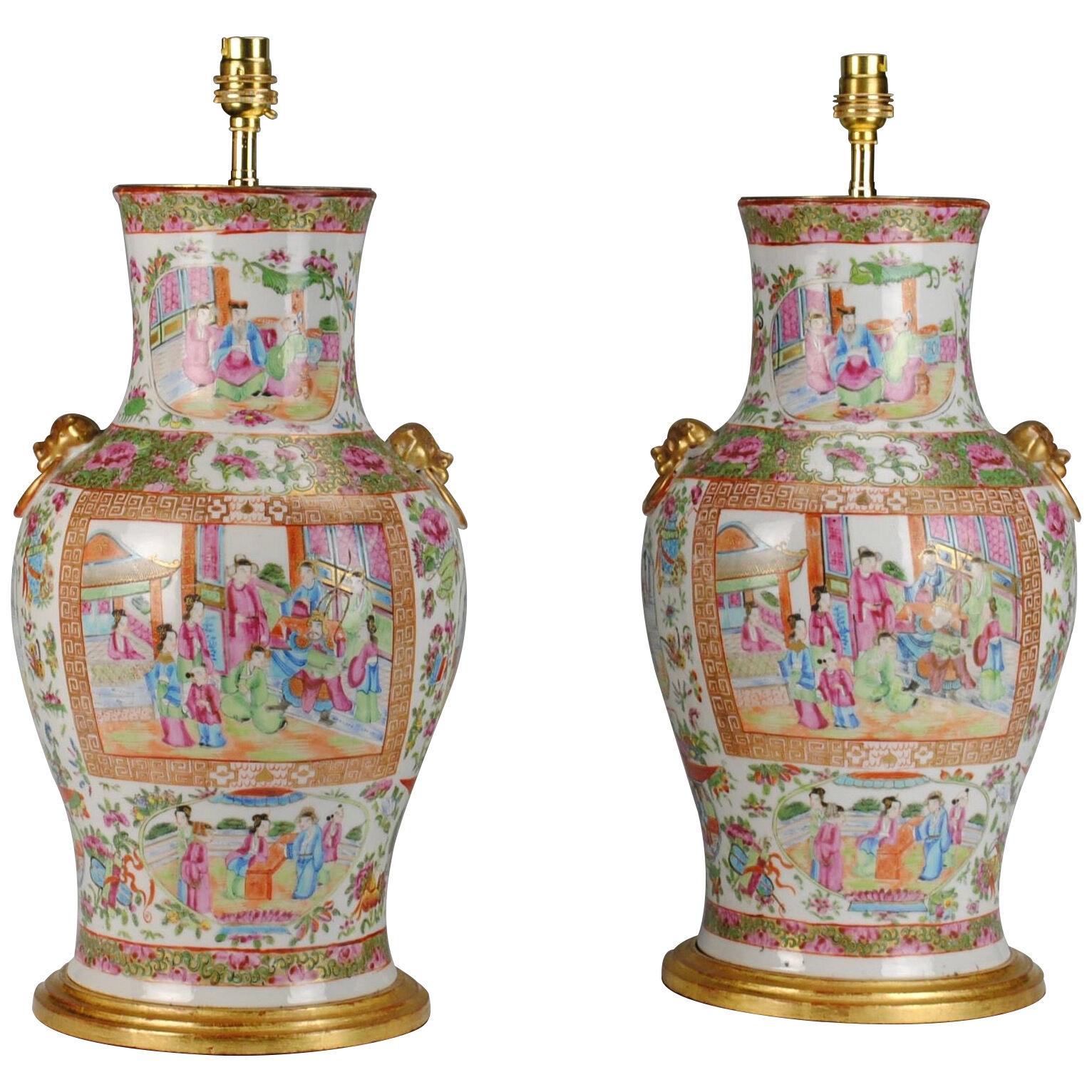 A PAIR OF CANTON LAMPS