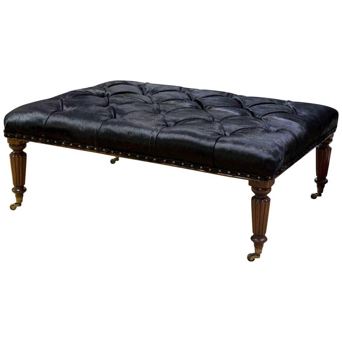 Large Cowhide Upholstered Stool