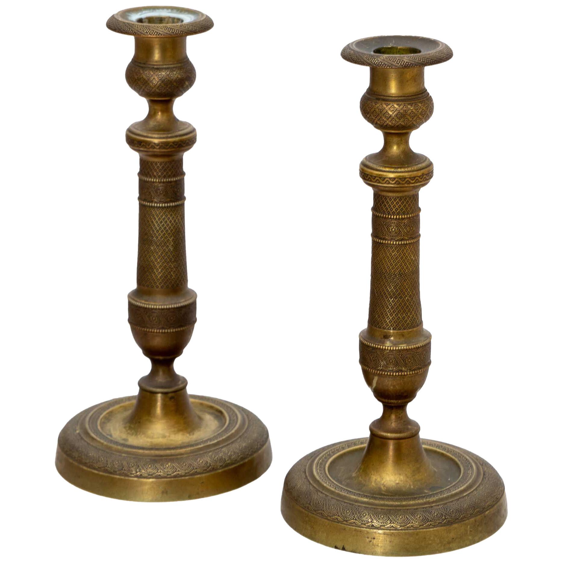 Pair of Brass Candlesticks, 19th Century
