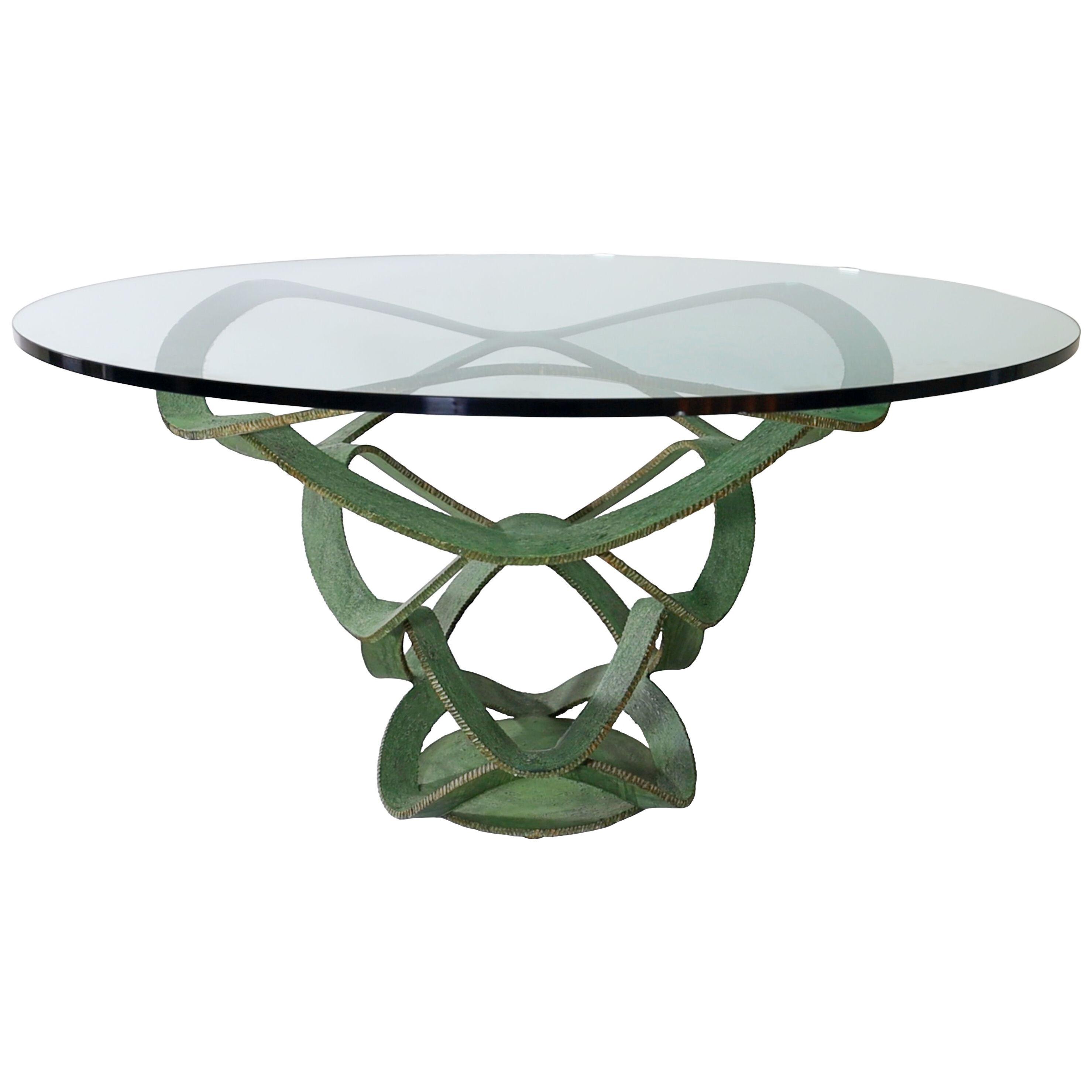 Green dining table, attr. to Maurice Barilone, Italy 1980s