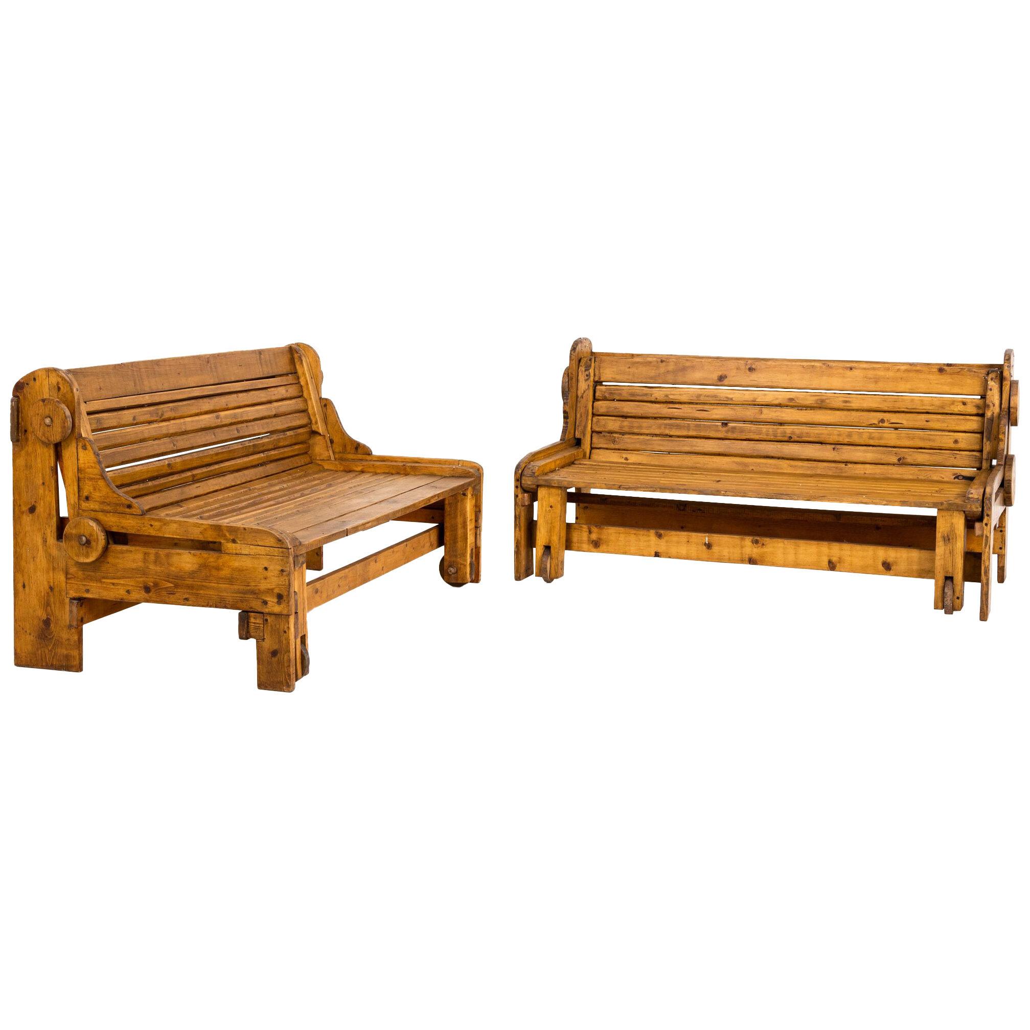 Pair of Benches, Italian Manufactory, 1960s