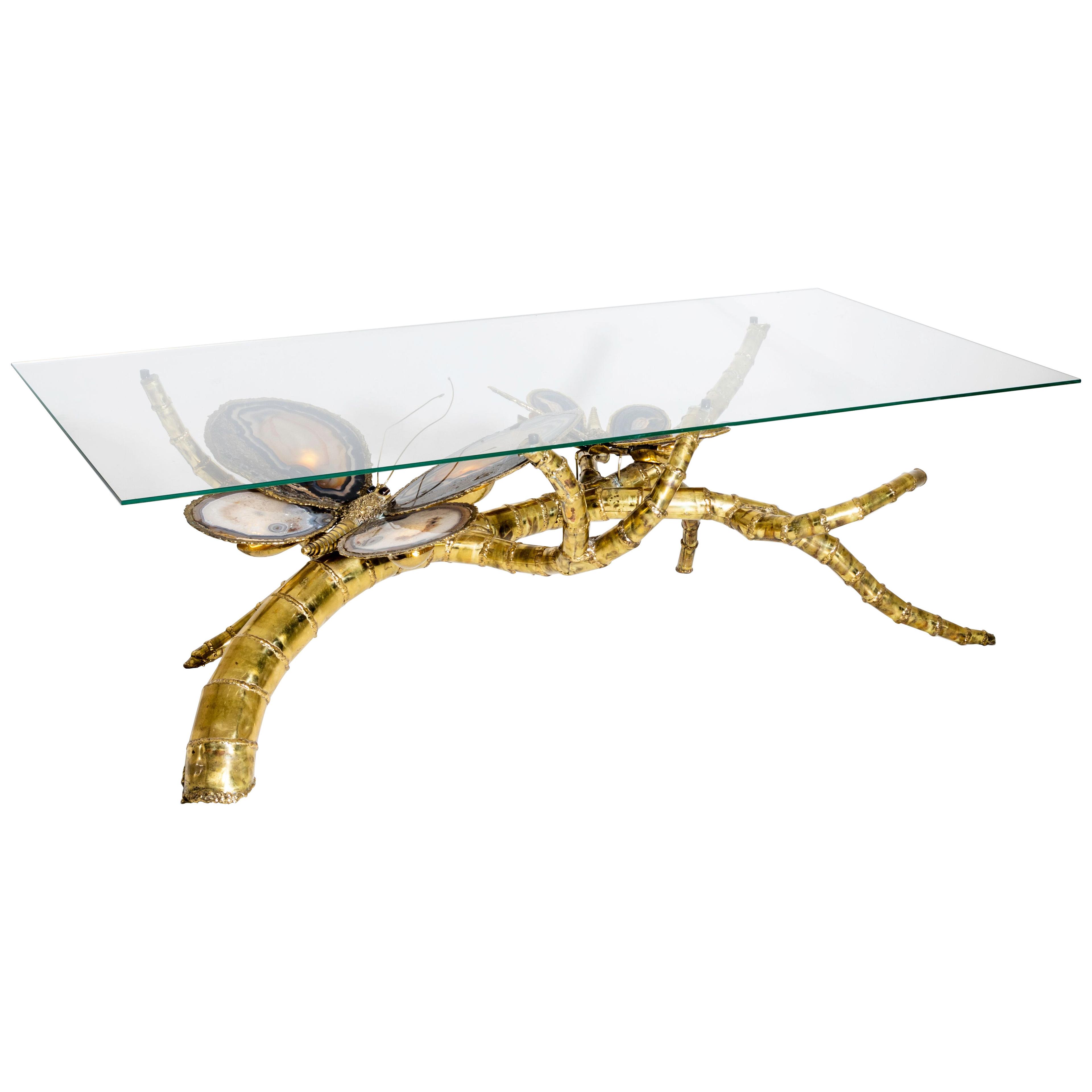 Isabelle Faure Coffee Table with Butterflies, circa 1980