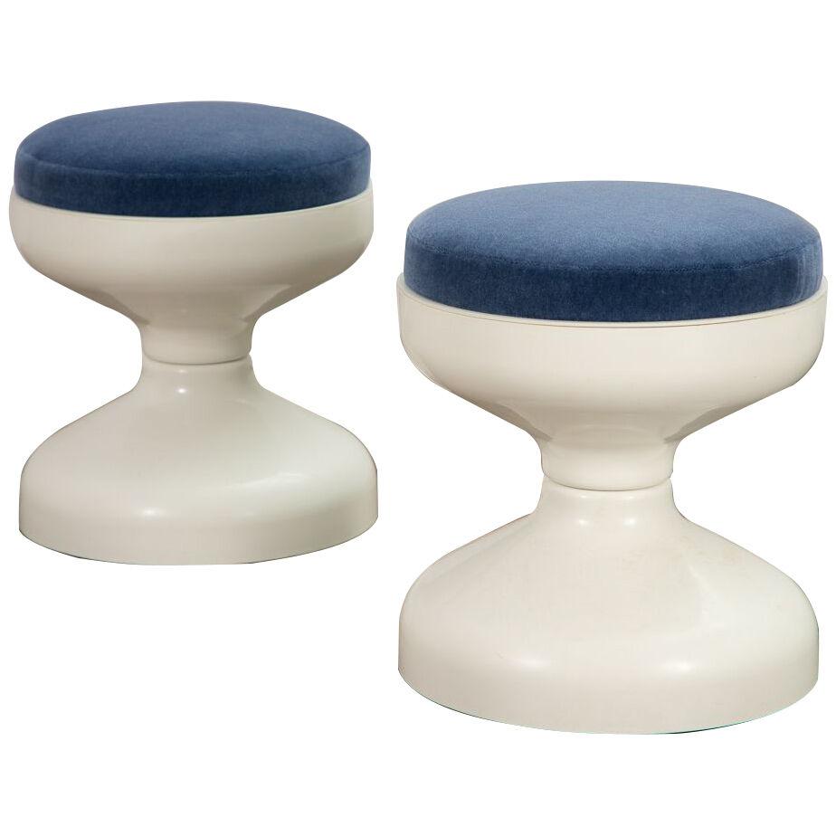 Kartell Rocchetto Stool - Ivory and Blue 