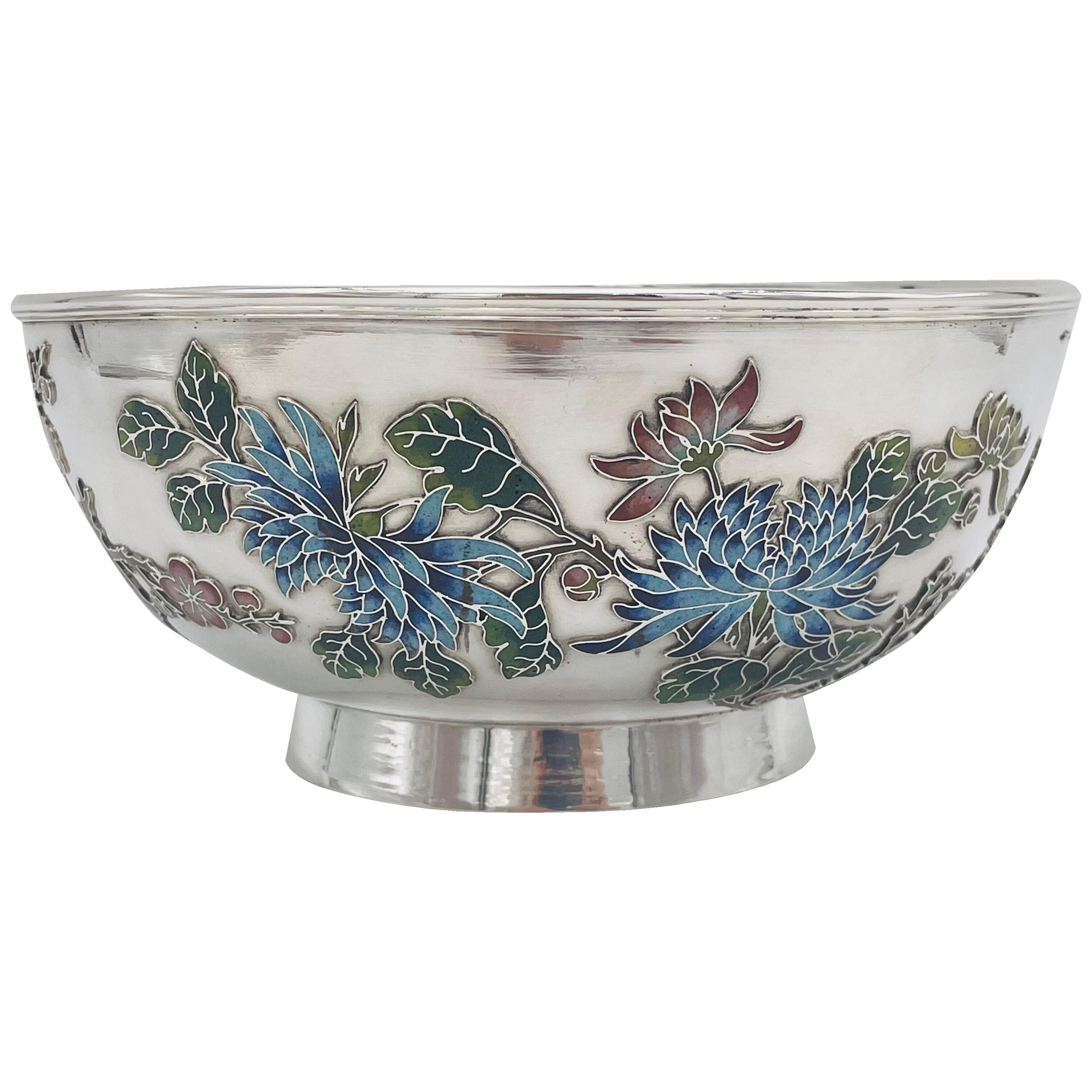 Chinese Export Silver & Enamel Bowl