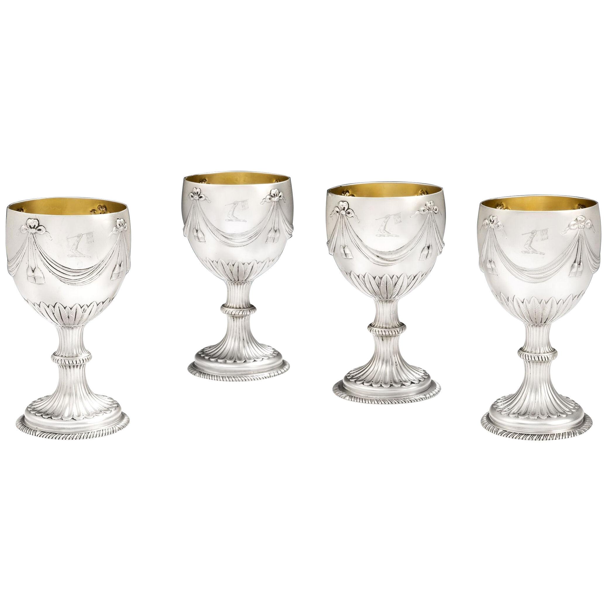 Four George III Drinking Goblets made in London in 1777 by William Turton.