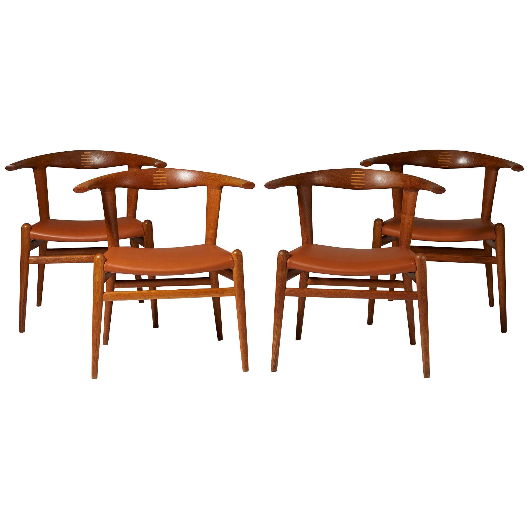 Set of four ‘Bull’ armchairs model JH 518 designed by Hans Wegner