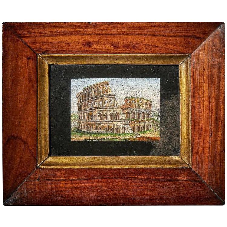 Early 19th Century Grand Tour Framed Pulvinated Micromosaic of the Colosseum