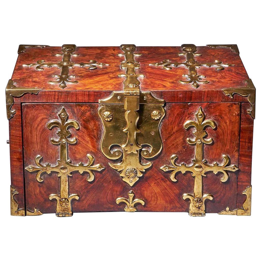 17th C. Diminutive William and Mary Kingwood Strongbox or Coffre Fort, C. 1690.