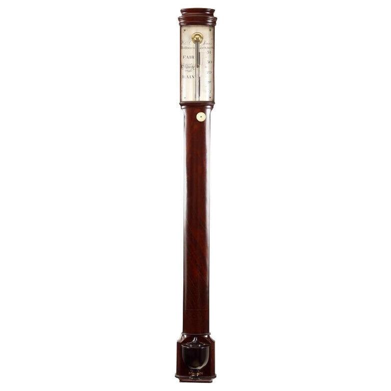 George III Mahogany Stick Barometer by Noted London Makers