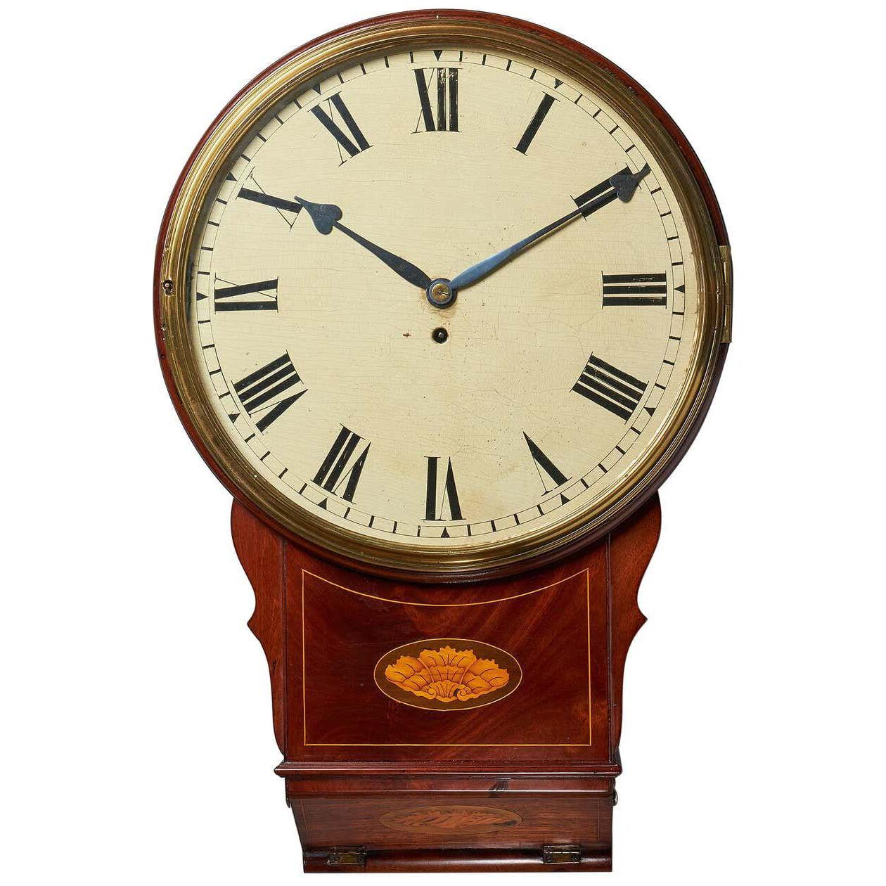 Fine English Drop Dial Wall Clock, Circa 1840