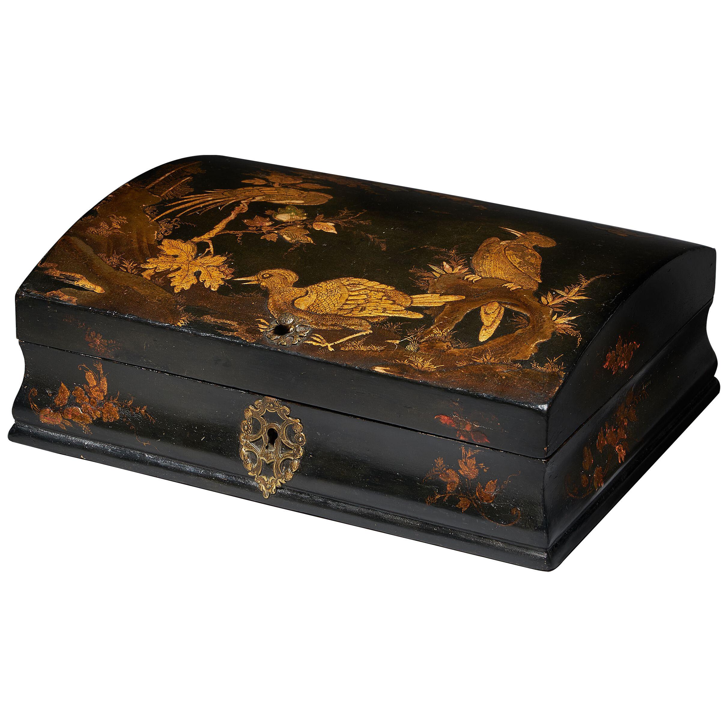 18th Century Japanned Chinoiserie Dome-Topped Box, Circa 1715-1725