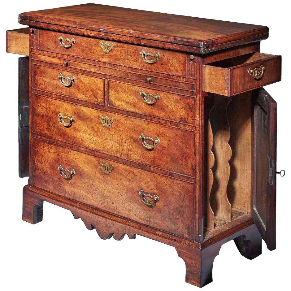 Unique 18th Century George II 'Dummy' Fronted Mahogany Bachelors Chest