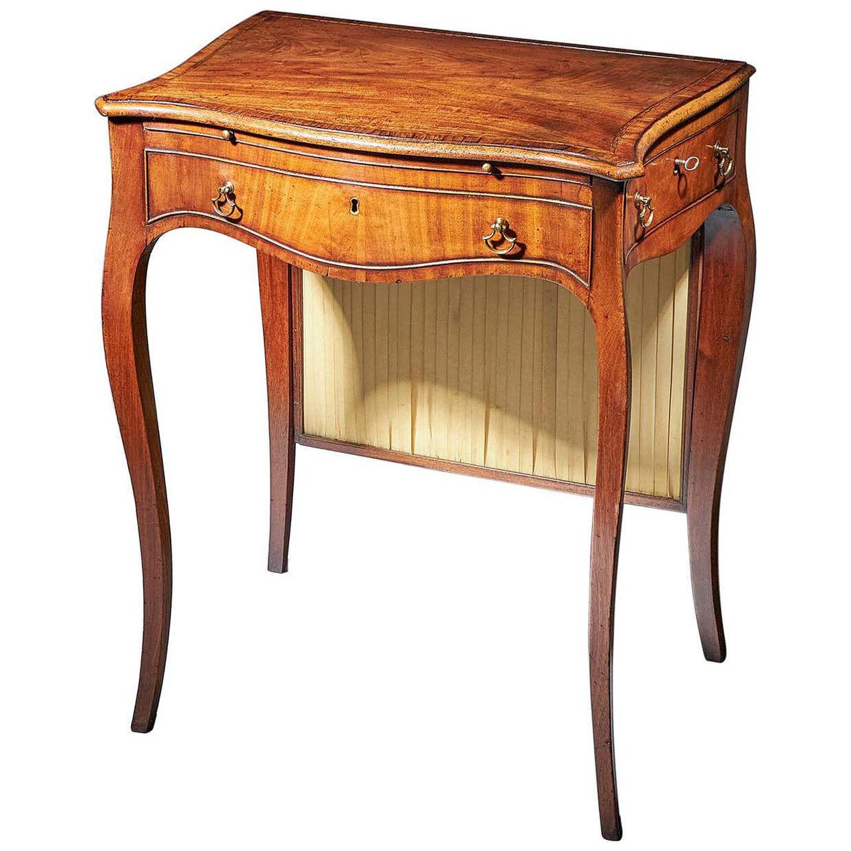 18th Century George III Chippendale Mahogany and Tulipwood Writing Table, C,1770