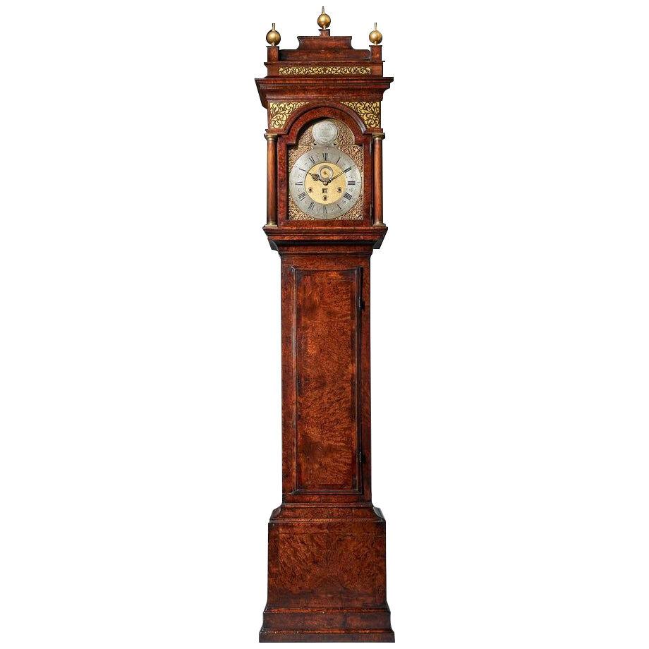 18th Century George I Bur/Burl Walnut Month Longcase Clock by James Markwick