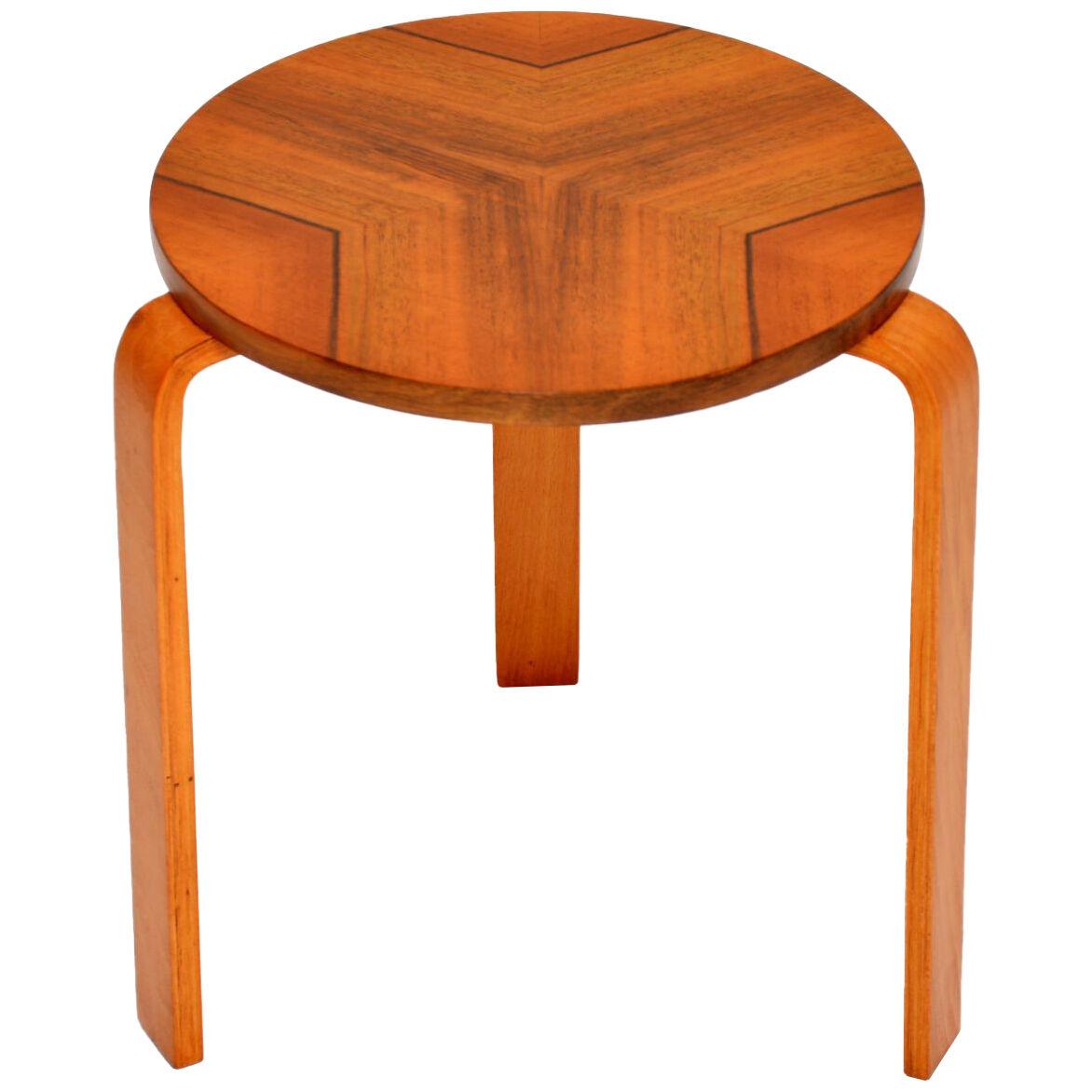 1950's Walnut Bentwood Stool / Side Table
