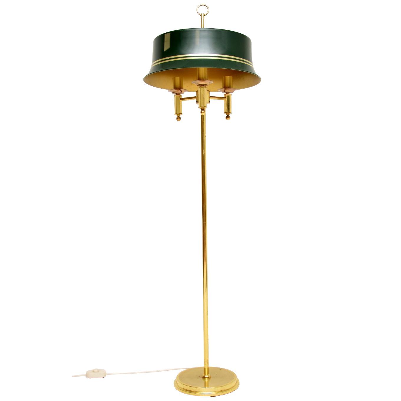 Antique Neoclassical Style Brass & Tole Floor Lamp