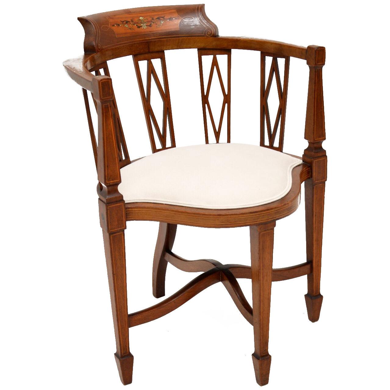 Antique Edwardian Inlaid Mahogany Corner chair