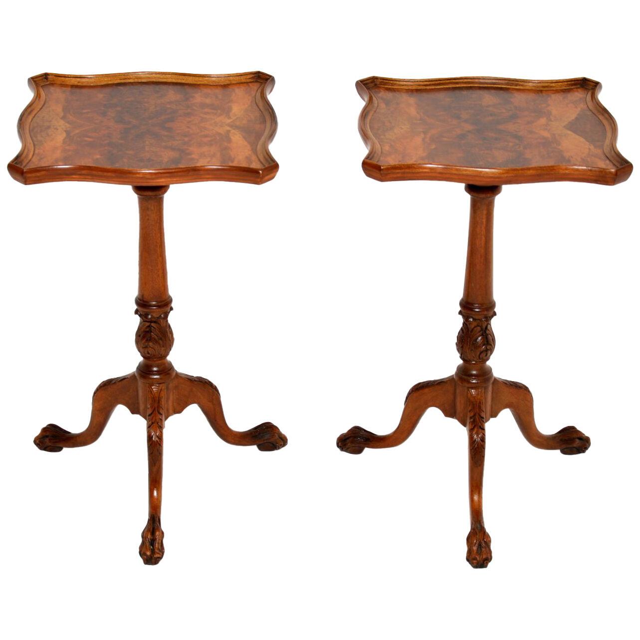 Pair of Antique Burr Walnut Side Tables