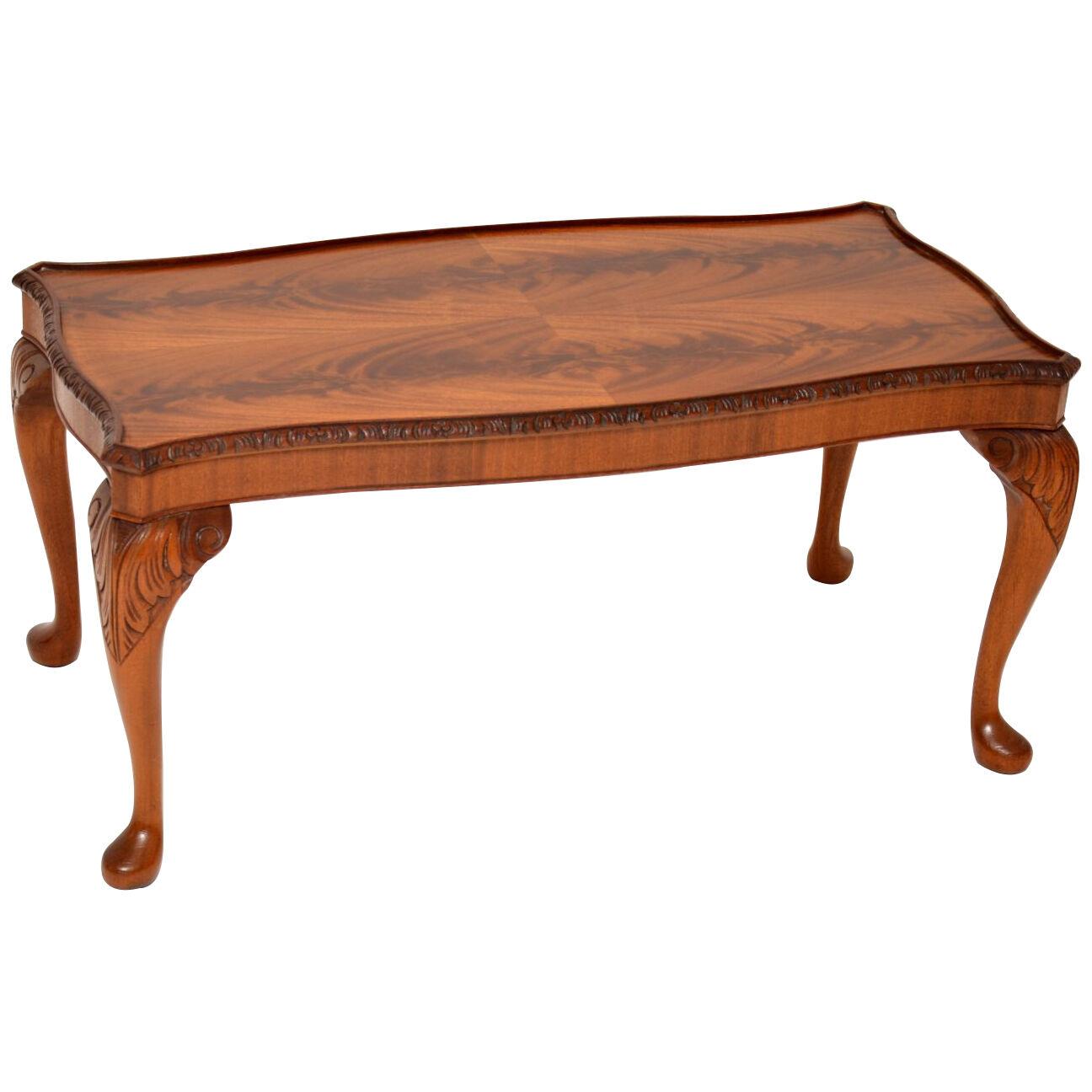 Antique Queen Anne Style Flame Mahogany Coffee Table